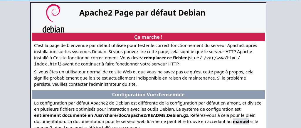 Page par défaut d'apache